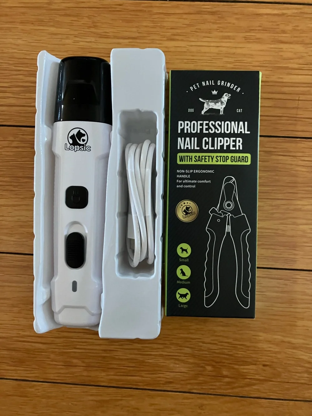 LOPSIC Dog Nail Grinder with 2 LED Lights, 2-Speed Trimmers and Clipper Kit